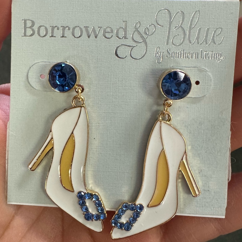 Borrowed & Blue White and Gold Shoe Earrings